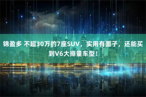 锦盈多 不超30万的7座SUV，实用有面子，还能买到V6大排量车型！